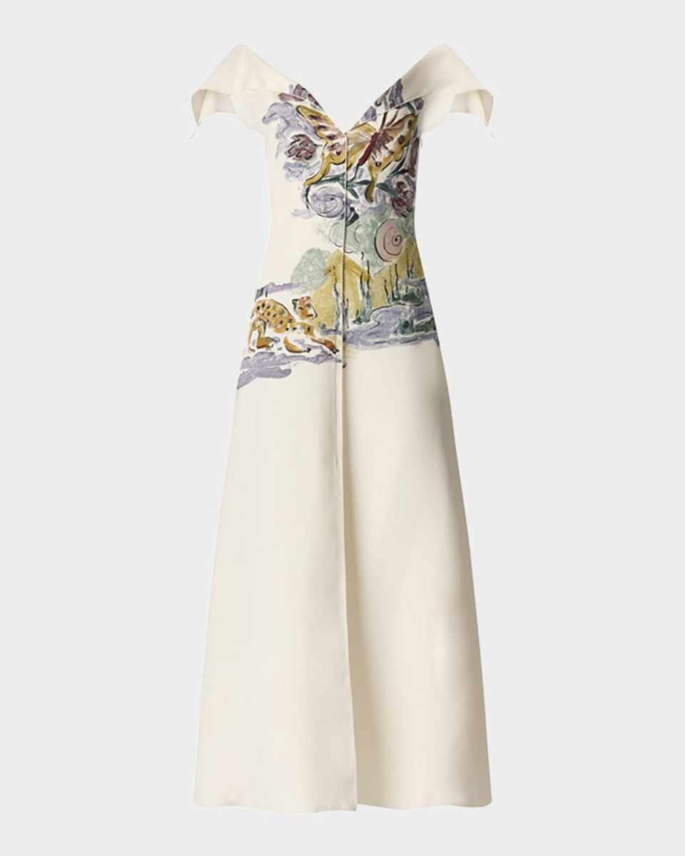 Jophee Drape Cap-Sleeve Maxi Dress